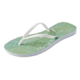 Green and White Marble Swirl Abstract Thongs