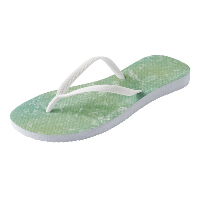 Green and White Marble Swirl Abstract Thongs (Angled)