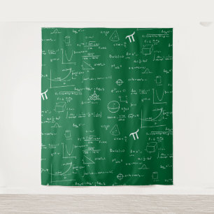 Green and White Mathematic Formulas Equations Tapestry
