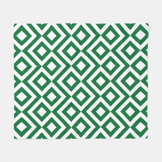 Green and White Meander Fleece Blanket (Front (Horizontal))