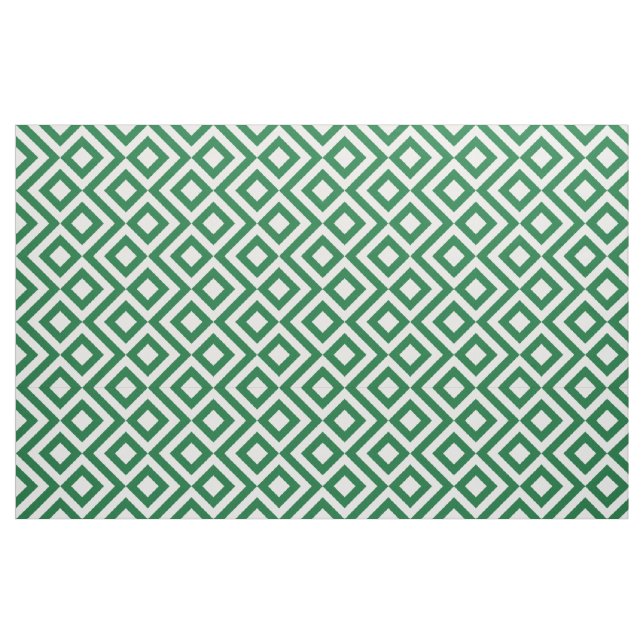 Green and White Meander Geometric Pattern Fabric (Fat Quarter)
