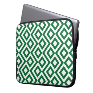 Green and White Meander Laptop Sleeve