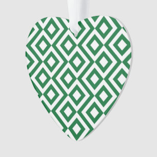 Green and White Meander Ornament