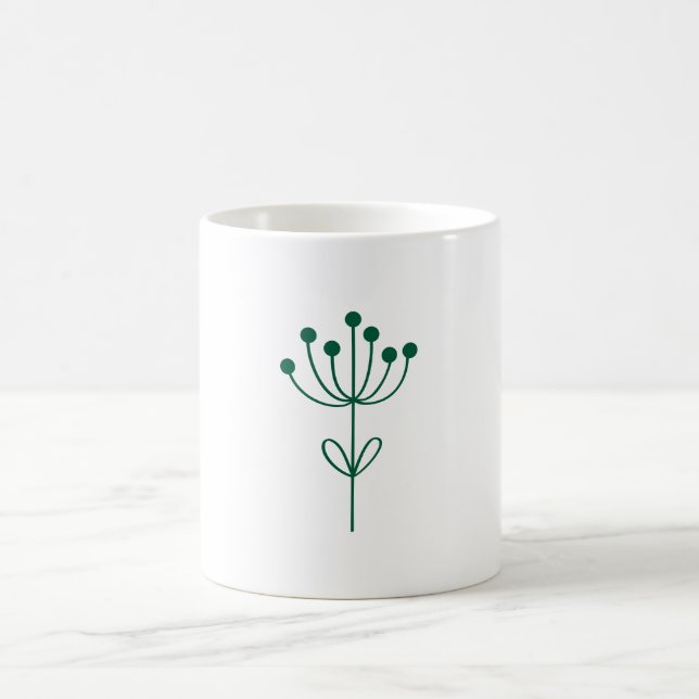 Green and White Minimalist Botanical Coffee Mug (Center)