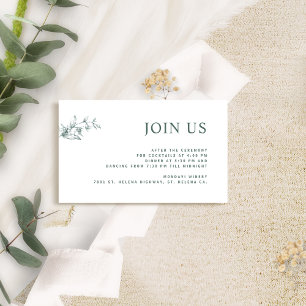 Green and White Modern Join Us Reception Wedding Enclosure Card