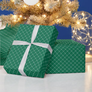 Green and White Modern Plaid Christmas Wrapping Paper