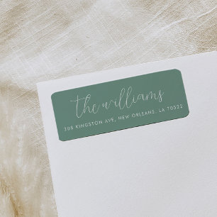 Green and White Modern Script Return Address Label