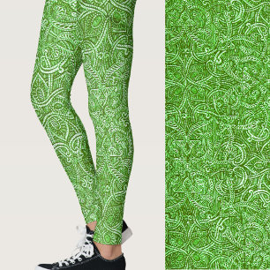 Green and white modern stylish trendy pattern leggings