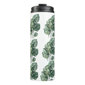 green and white monstera tumbler