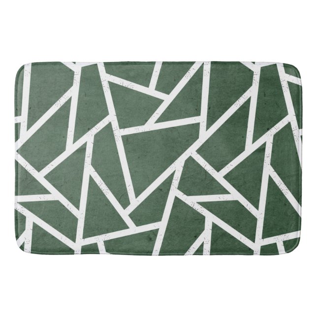 Green and white mosaic pattern bath mat (Front)
