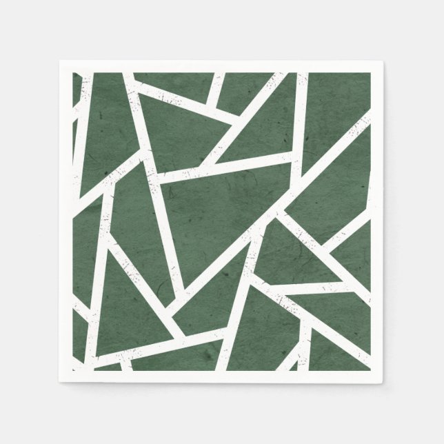 Green and white mosaic pattern napkin (Front)