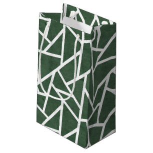 Green and white mosaic pattern small gift bag