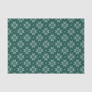 Green and White Nordic Snowflake Pattern   Holiday Tissue Paper