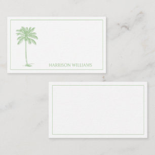 Green and White Palm Palmetto Tree Monogram Card