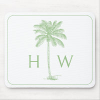 Green and White Palm Palmetto Tree Monogram