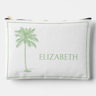 Green and White Palm Palmetto Tree Personalised Accessory Pouch