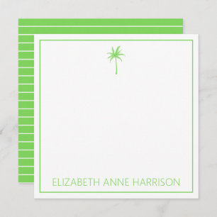 Green and White Palm Trees and Stripes Card