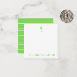Green and White Palm Trees and Stripes Card
