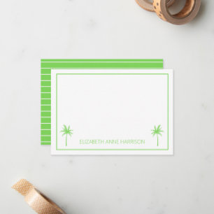 Green and White Palm Trees and Stripes Card