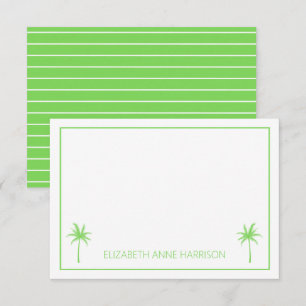 Green and White Palm Trees and Stripes Card