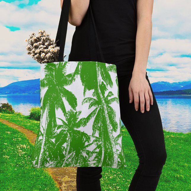 Green and White Palm Trees Design Tote Bag (Creator Uploaded)