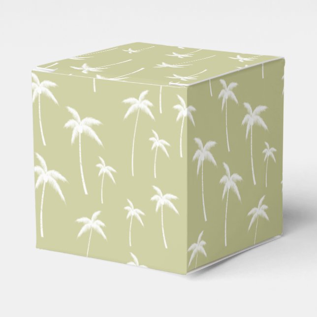 Green and White Palm Trees Favour Box (Front Side)