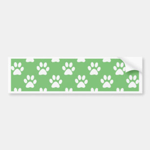 Green and white paws pattern bumper sticker