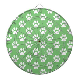 Green and white paws pattern dartboard