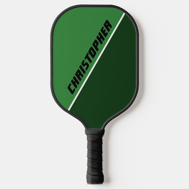 Green And White Personalised Custom Pickleball Paddle (Front)