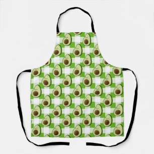 Green and White Plaid Avocado Tartan Pattern Apron