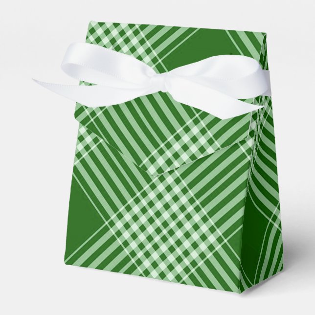 Green And White Plaid Favour Box (Front Side)