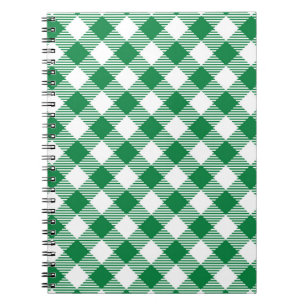 Green and White Plaid Seamless Pattern  Notebook