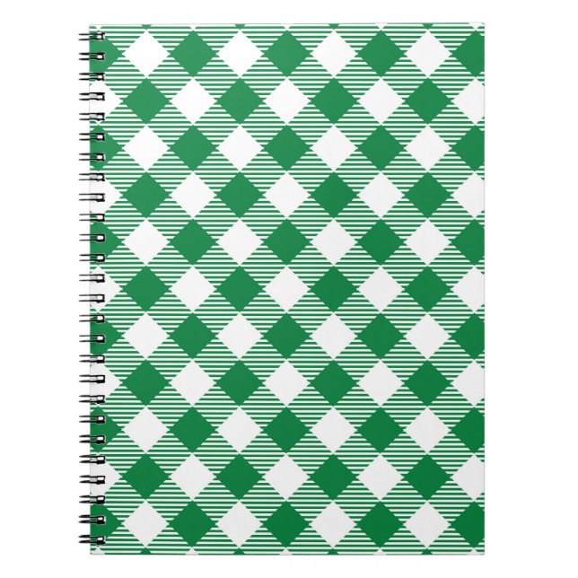 Green and White Plaid Seamless Pattern  Notebook (Front)