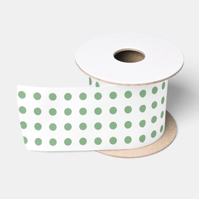 Green and White Polka Dot Pattern  Satin Ribbon (Spool)