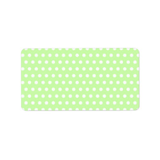 Green and White Polka Dot Pattern. Spotty. Label