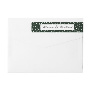 Green and white polka dot pattern wedding wrap around label