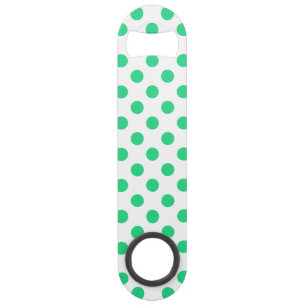 Green and white polka dots