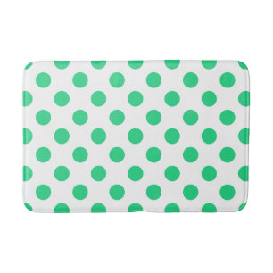 Green and white polka dots bath mat