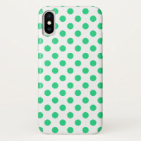 Green and white polka dots