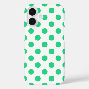 Green and white polka dots iPhone 16 case