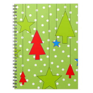 Green and White Polka Dots Christmas Tree Pattern Notebook