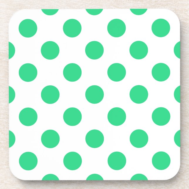 Green and white polka dots coaster (Front)