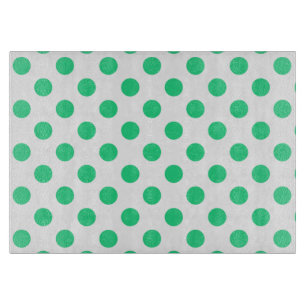 Green and white polka dots cutting board