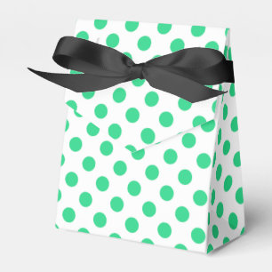 Green and white polka dots favour box