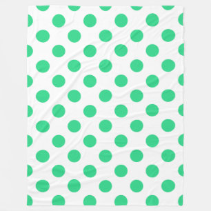 Green and white polka dots fleece blanket