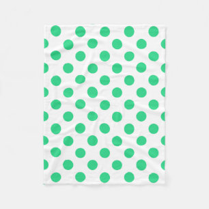 Green and white polka dots fleece blanket