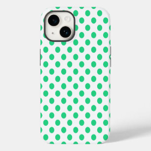 Green and white polka dots iPhone 14 case
