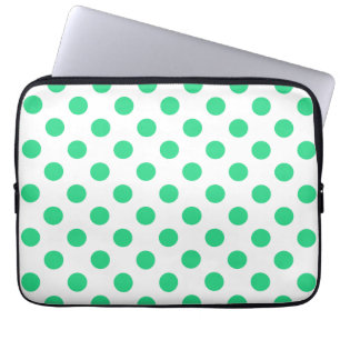 Green and white polka dots laptop sleeve
