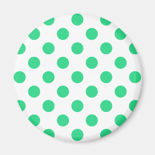 Green and white polka dots magnet