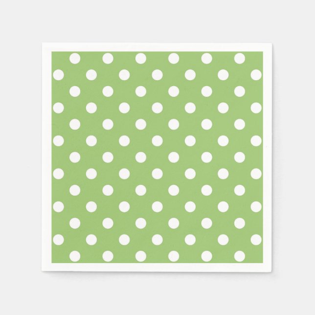 Green and White Polka Dots Napkins (Front)